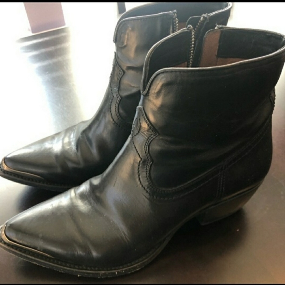 Frye leather western silver tip/toe boots/booties